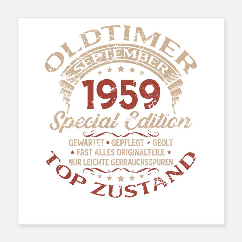 66. Geburtstag Geschenk Oldtimer September 1959 Poster 40x40 cm