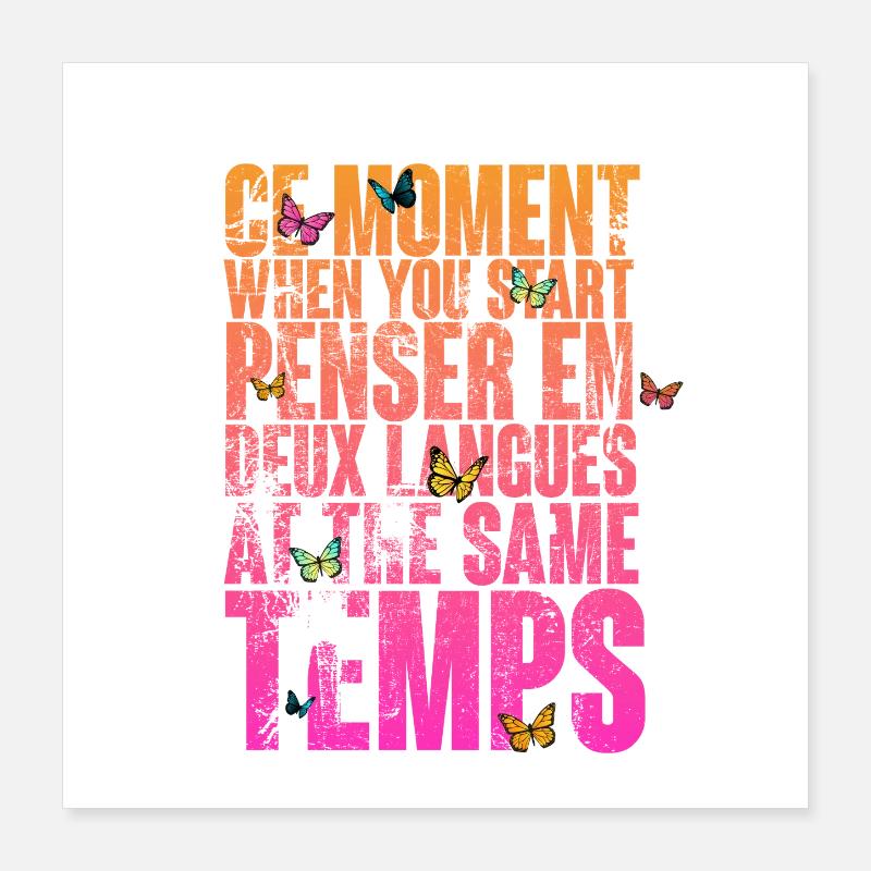 DICTON COOL POUR LES MULTILINGUES, LES INTERNATIONAUX Poster 40 x 40 cm