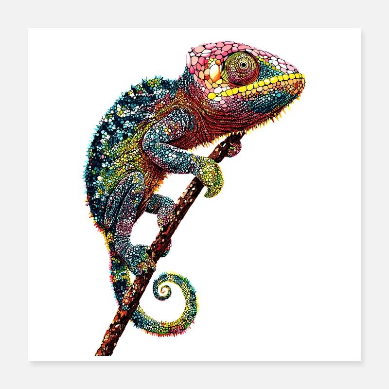 Chamäleon Echse Reptil Chameleon Leguan Eidechse Poster 40x40 cm