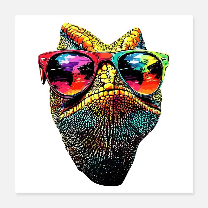 Chamäleon Echse Reptil Chameleon Leguan Eidechse Poster 40x40 cm