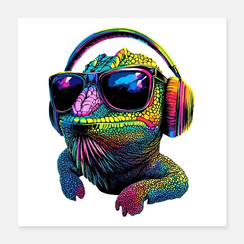 Chamäleon Echse Reptil Chameleon Leguan Eidechse Poster 40x40 cm