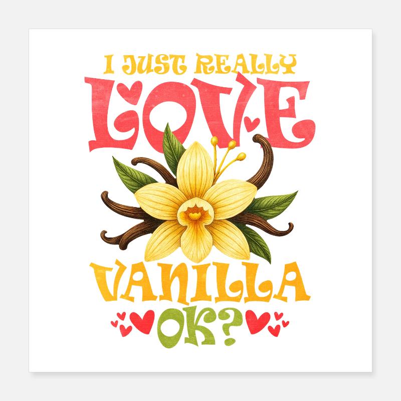 Illustration d'une fleur de vanille aimante Poster 40 x 40 cm