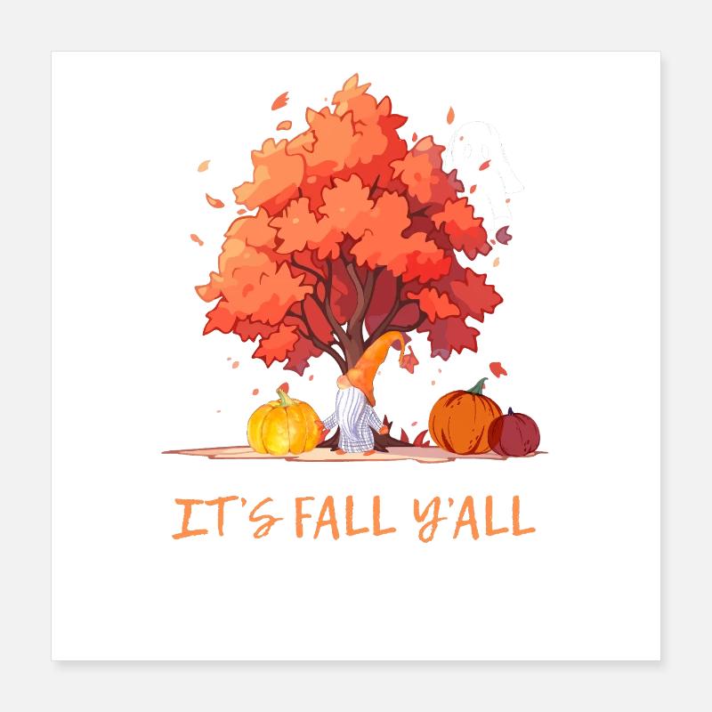 C’est l’automne Y’all Citrouille Gnome Arbre d’automne Poster 40 x 40 cm
