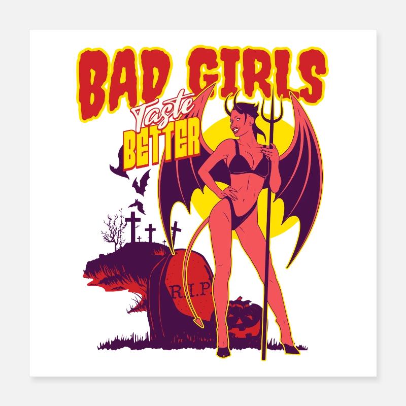 Böse Mädchen schmecken besser Tätowierte Mädchen B Poster 40x40 cm