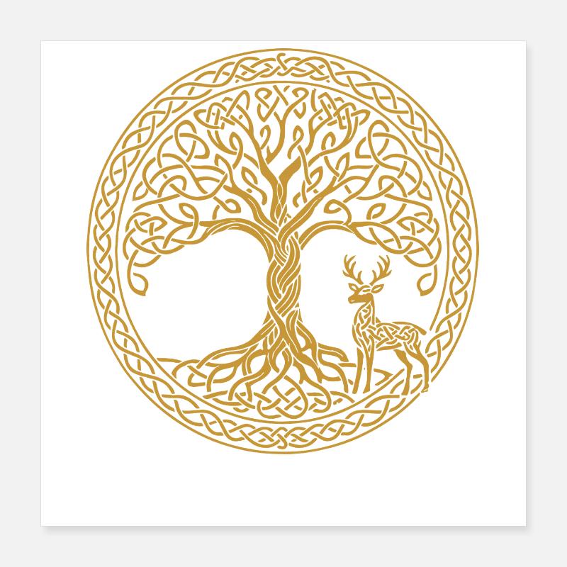 Tree of Life Deer Symbol Mindfulness Poster 16" x 16" (40x40 cm)