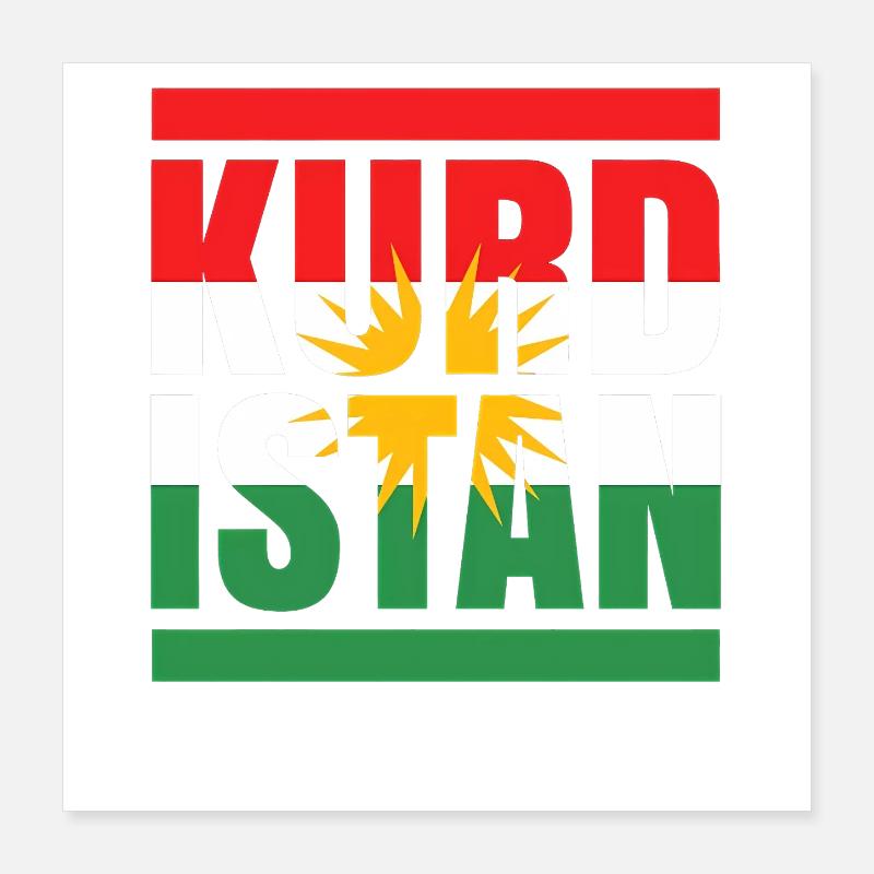 Drapeau du Kurdistan avec motif soleil Poster 40 x 40 cm