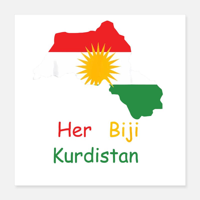 Drapeau du Kurdistan avec soleil kurde Poster 40 x 40 cm