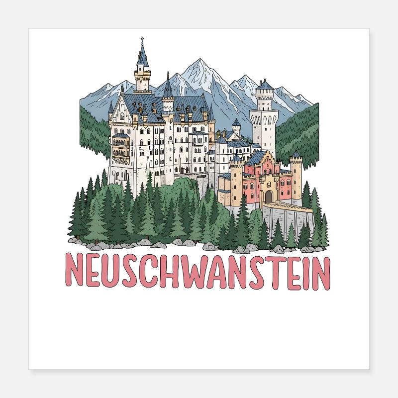 Neuschwanstein Castle Poster 40x40 cm