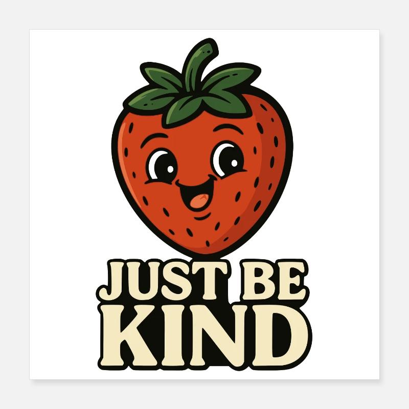 Cute Strawberry Figurine with Message Poster 16" x 16" (40x40 cm)