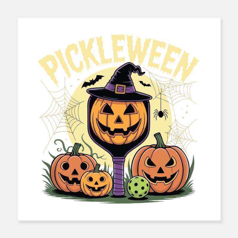 Pumpkin Pickleween Pickleball Player Halloween Poster 16" x 16" (40x40 cm)