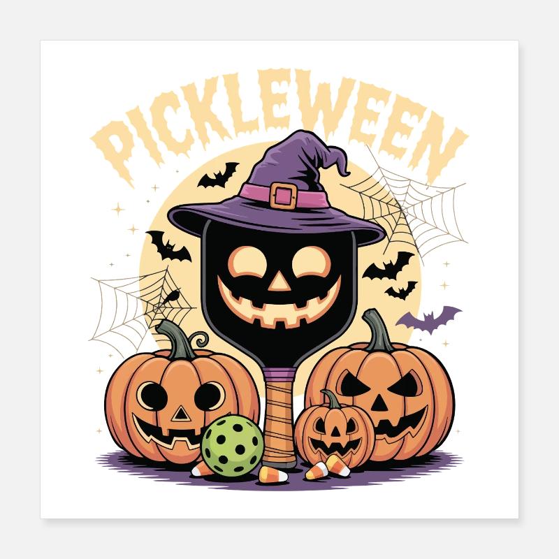 Pickleween Pickleball Player Spooky Halloween Poster 16" x 16" (40x40 cm)