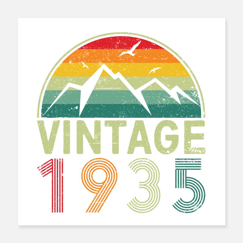Retro Mountain Range Vintage Design Poster 16" x 16" (40x40 cm)