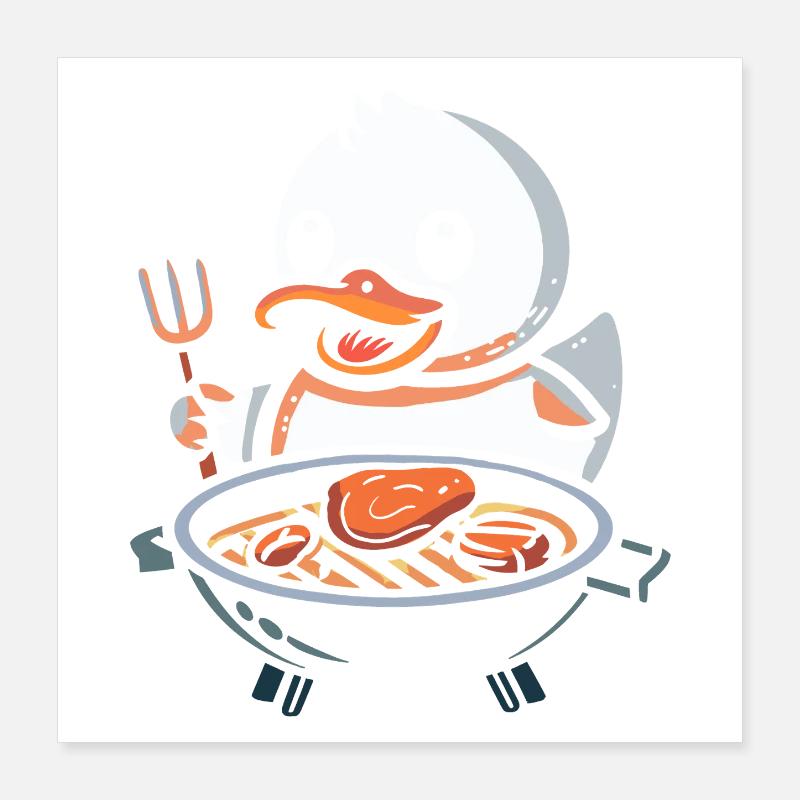 Grill Duck Rubber Duck Barbeque Grilling Poster 16" x 16" (40x40 cm)