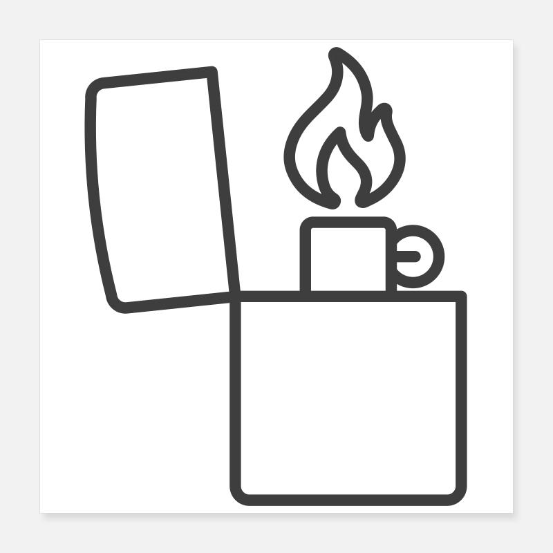 Vintage Lighter Line Icon Poster 16" x 16" (40x40 cm)