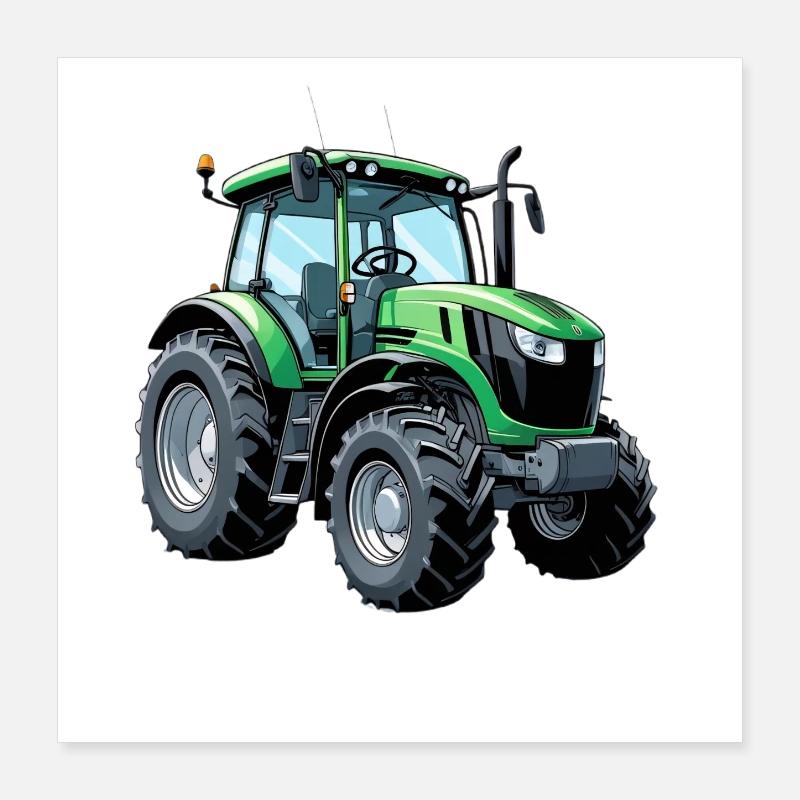 Tracteur vert à l’esthétique moderne Poster 40 x 40 cm