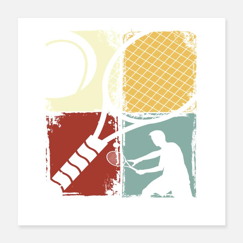 Retro Tennis Player Silhouette Design Poster 16" x 16" (40x40 cm)