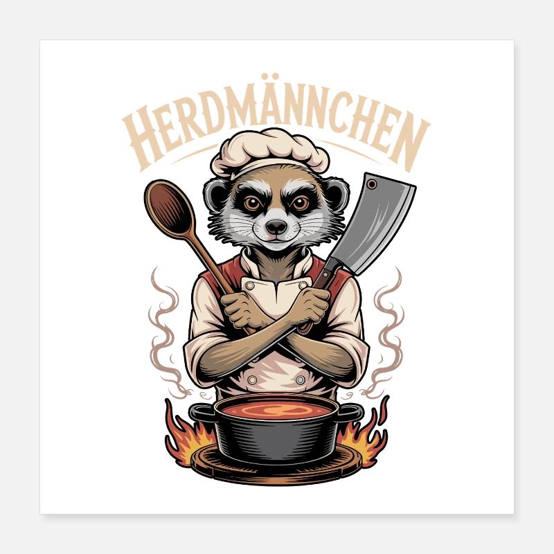 Herdmännchen kochen lustiger Koch Herdmännchen Poster 40 x 40 cm