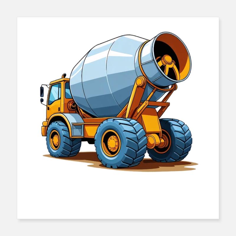 Construction vehicle concrete mixer modern design Poster 16" x 16" (40x40 cm)