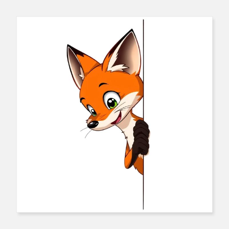 Playful fox illustration Poster 16" x 16" (40x40 cm)