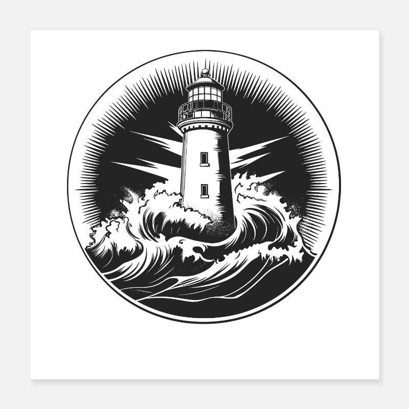 Lighthouse in the storm Poster 16" x 16" (40x40 cm)