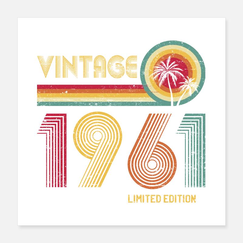 Vintage 70s Multi-Coloured Retro Design Poster 16" x 16" (40x40 cm)