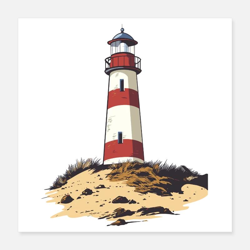 Lighthouse on a rugged coast Poster 16" x 16" (40x40 cm)