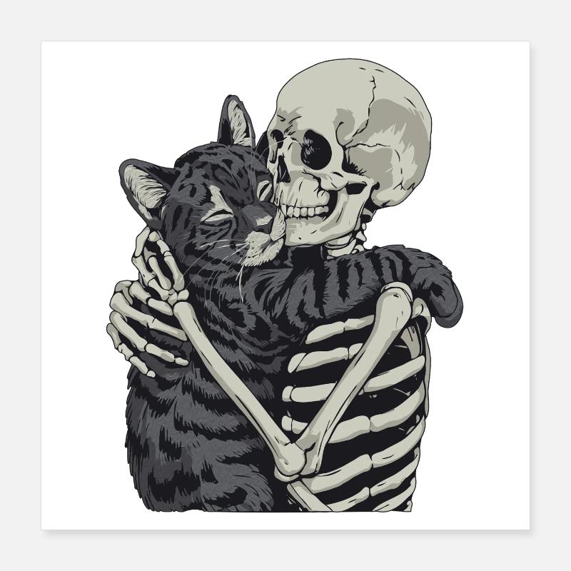 Cat Skeleton Halloween Tomcat Poster 16" x 16" (40x40 cm)