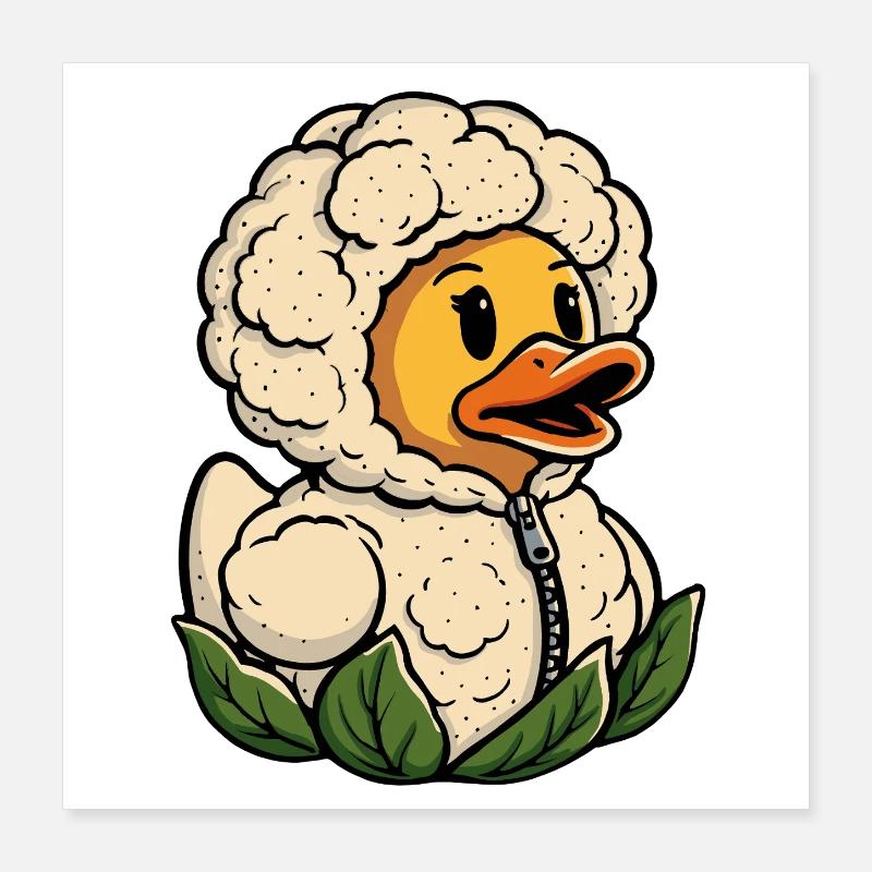 Canard en caoutchouc en forme de chou-fleur Canard en caoutchouc qui couine Canard en caoutchouc Poster 40 x 40 cm
