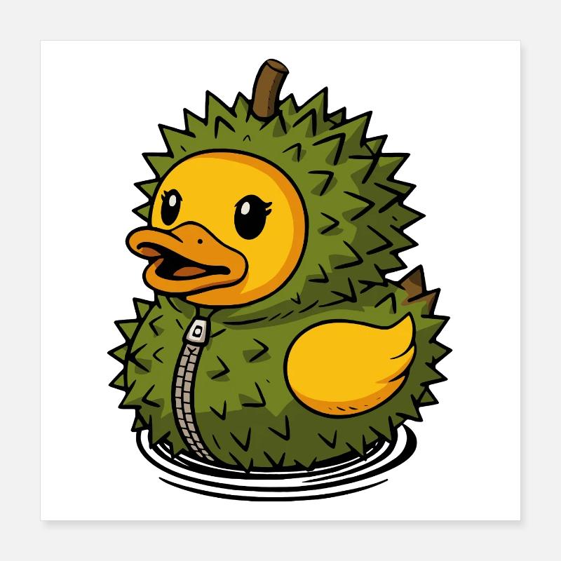 Durian Durian Fruit Duck Rubber Duck Squeaking Duck Poster 16" x 16" (40x40 cm)