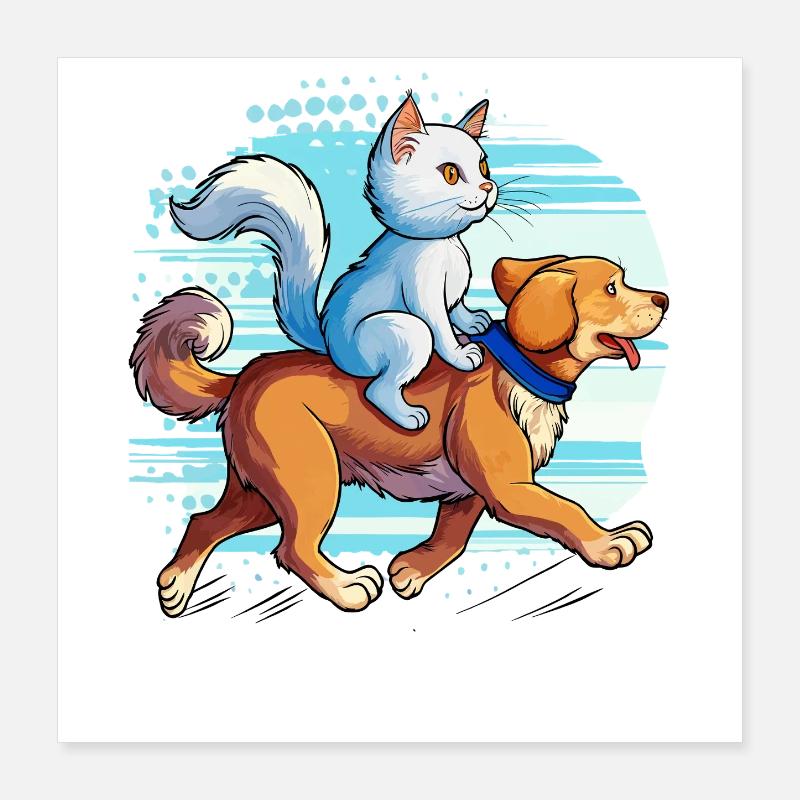 CHIEN DE CHAT Poster 40 x 40 cm