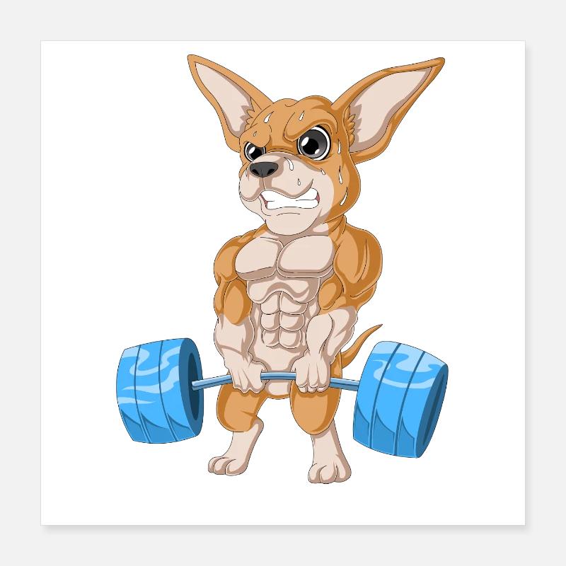 Chihuahua Weightlifting Poster 16" x 16" (40x40 cm)