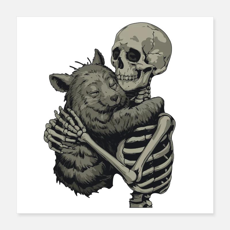 Wombat Skeleton Liebe  Poster 40x40 cm