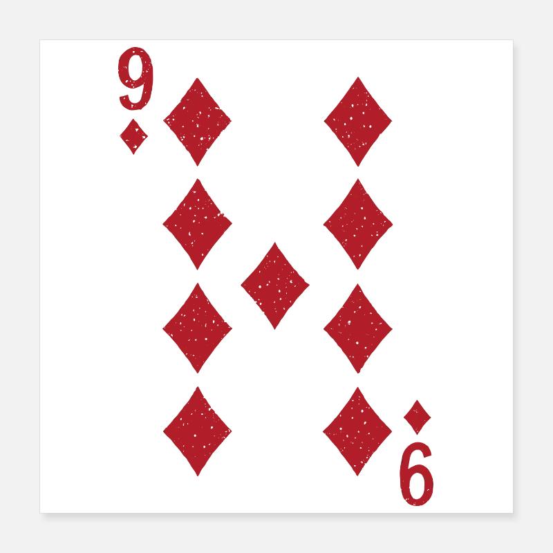 9 Karo Karten Doppelkopf Romme Poster 40x40 cm