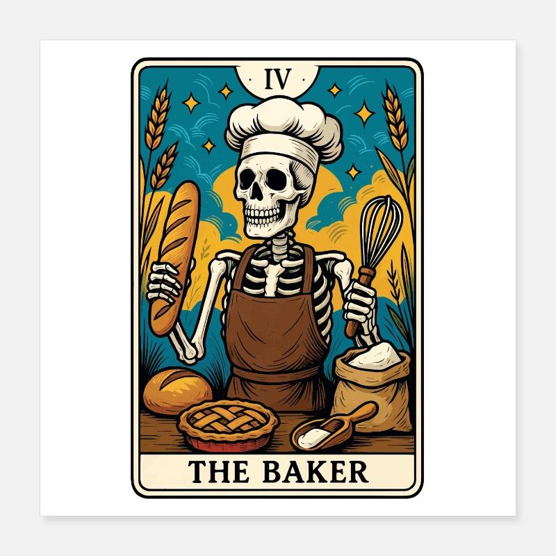 Skeleton Baker Tarot Card Poster 16" x 16" (40x40 cm)