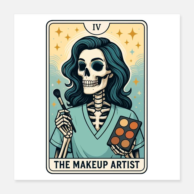 Skelett Makeup Artist Tarot Design Poster 40x40 cm