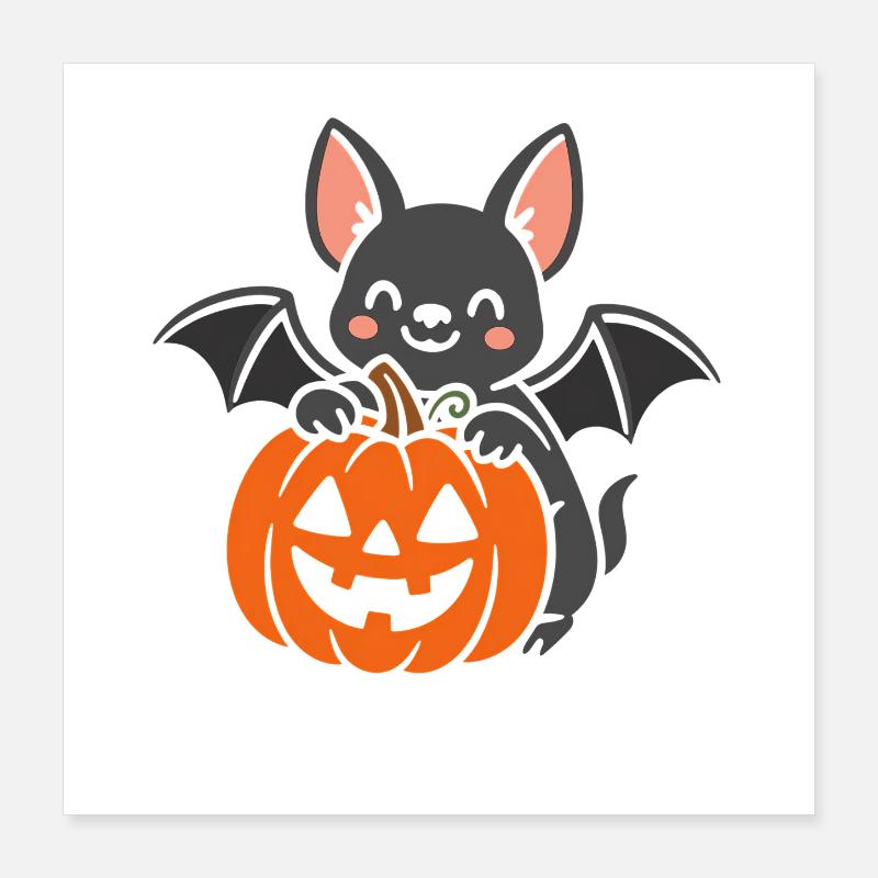 Süßer Halloween-Knabbermaus mit Kürbis Poster 40x40 cm
