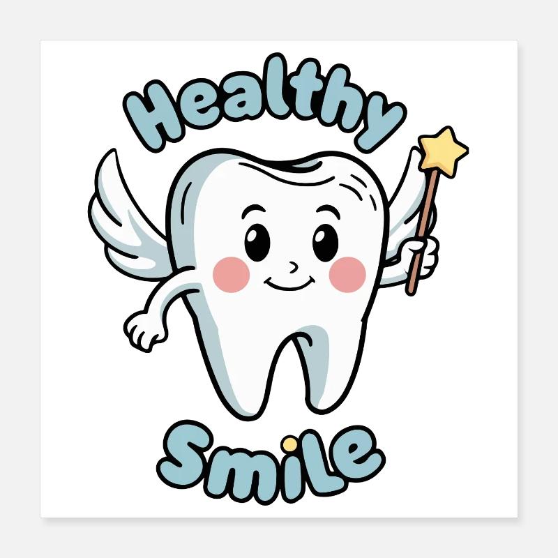 Conception de personnage de dent de sourire sain Poster 40 x 40 cm