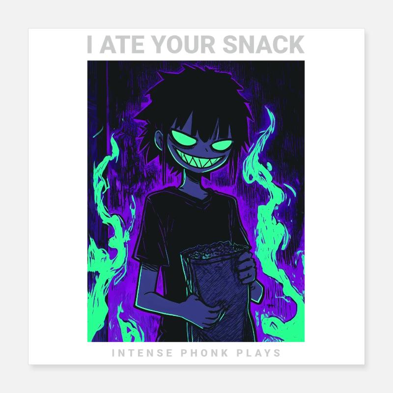 Dark Phonk Anime Creepy J'ai mangé ton goûter Poster 40 x 40 cm