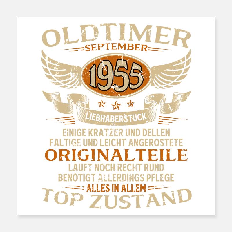 77. Geburtstag Geschenk Oldtimer September 1955 Poster 40x40 cm