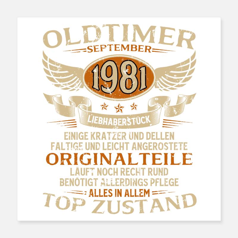 44th birthday gift vintage car September 1981 Poster 16" x 16" (40x40 cm)