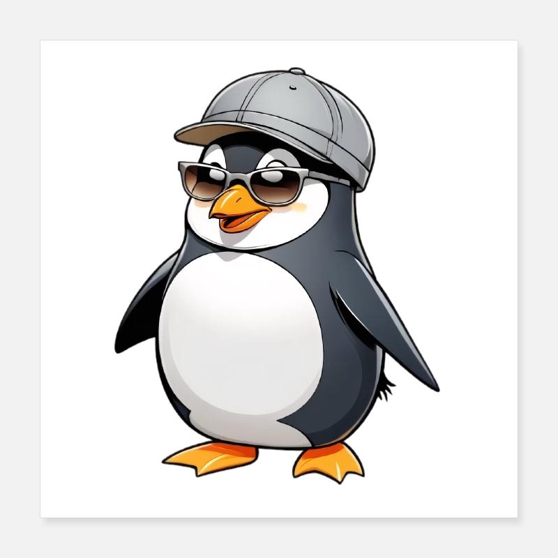 Cool Pingu mit Style Poster 40x40 cm