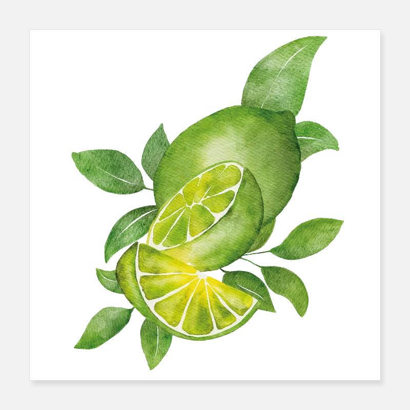 Citron Vert & Feuilles Naturelles Poster 40 x 40 cm