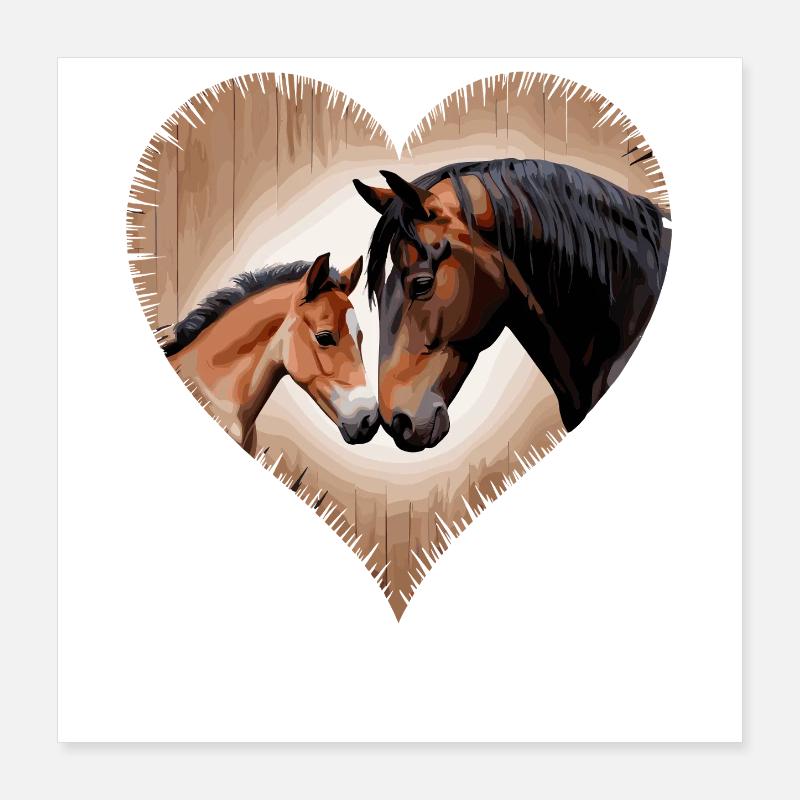 Pferde Herz Poster 40x40 cm