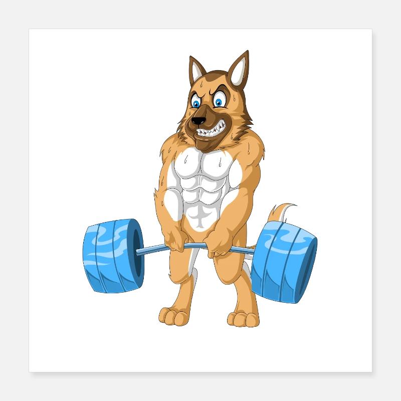 Deutscher Schäferhund Gewichtheben Poster 40x40 cm