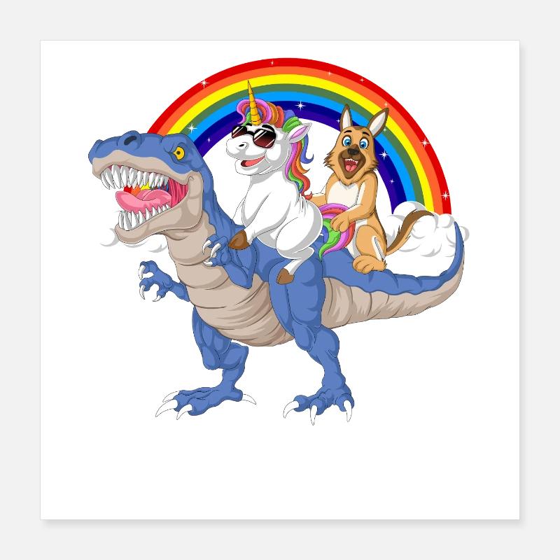 German Shepherd Unicorn Adventure Poster 16" x 16" (40x40 cm)