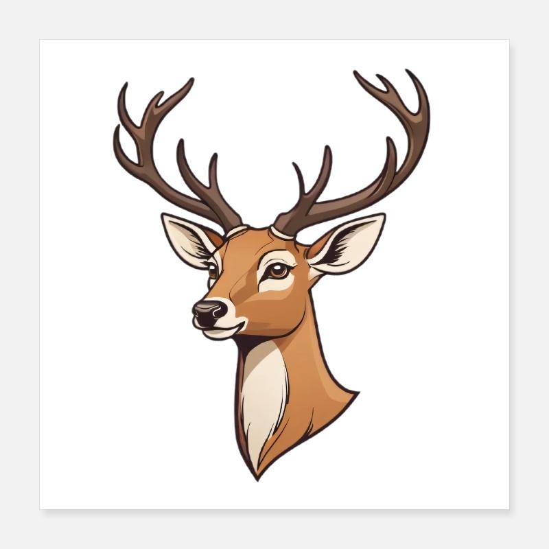 Eleganter Hirsch mit Geweih Poster 40x40 cm