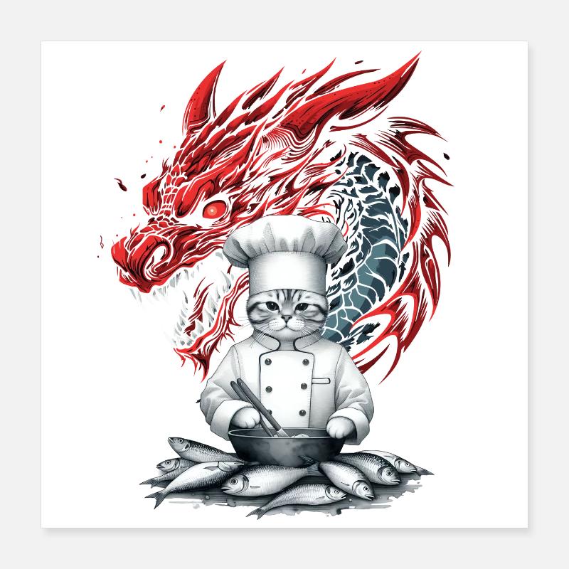 Asia Cat Chef Poster 16" x 16" (40x40 cm)
