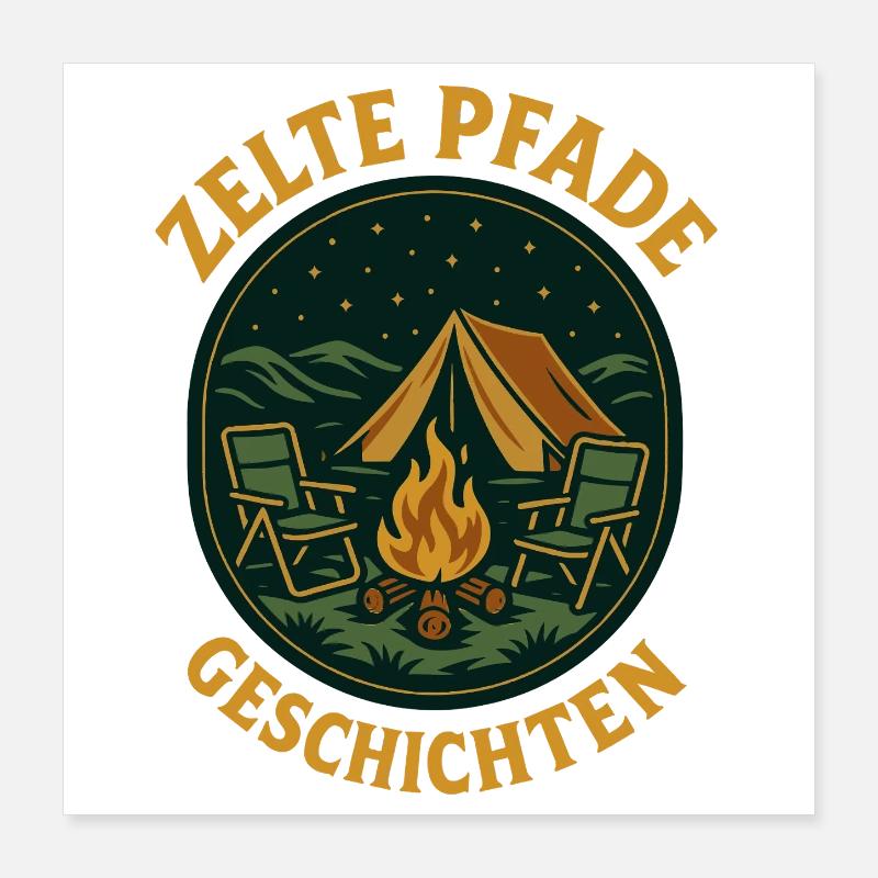 Zelte Pfade Geschichten Camping Abenteuer Camper Poster 40x40 cm