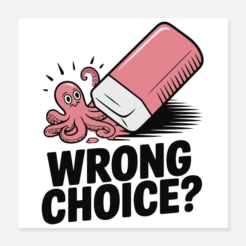 Playful Octopus Eraser Design Poster 16" x 16" (40x40 cm)