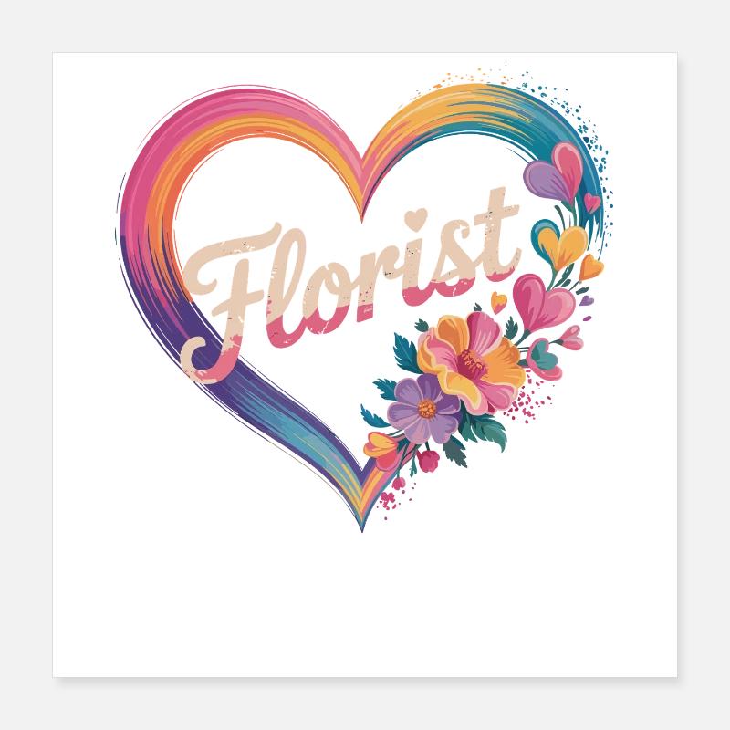 Florist Herz Mit Blumen Poster 40x40 cm
